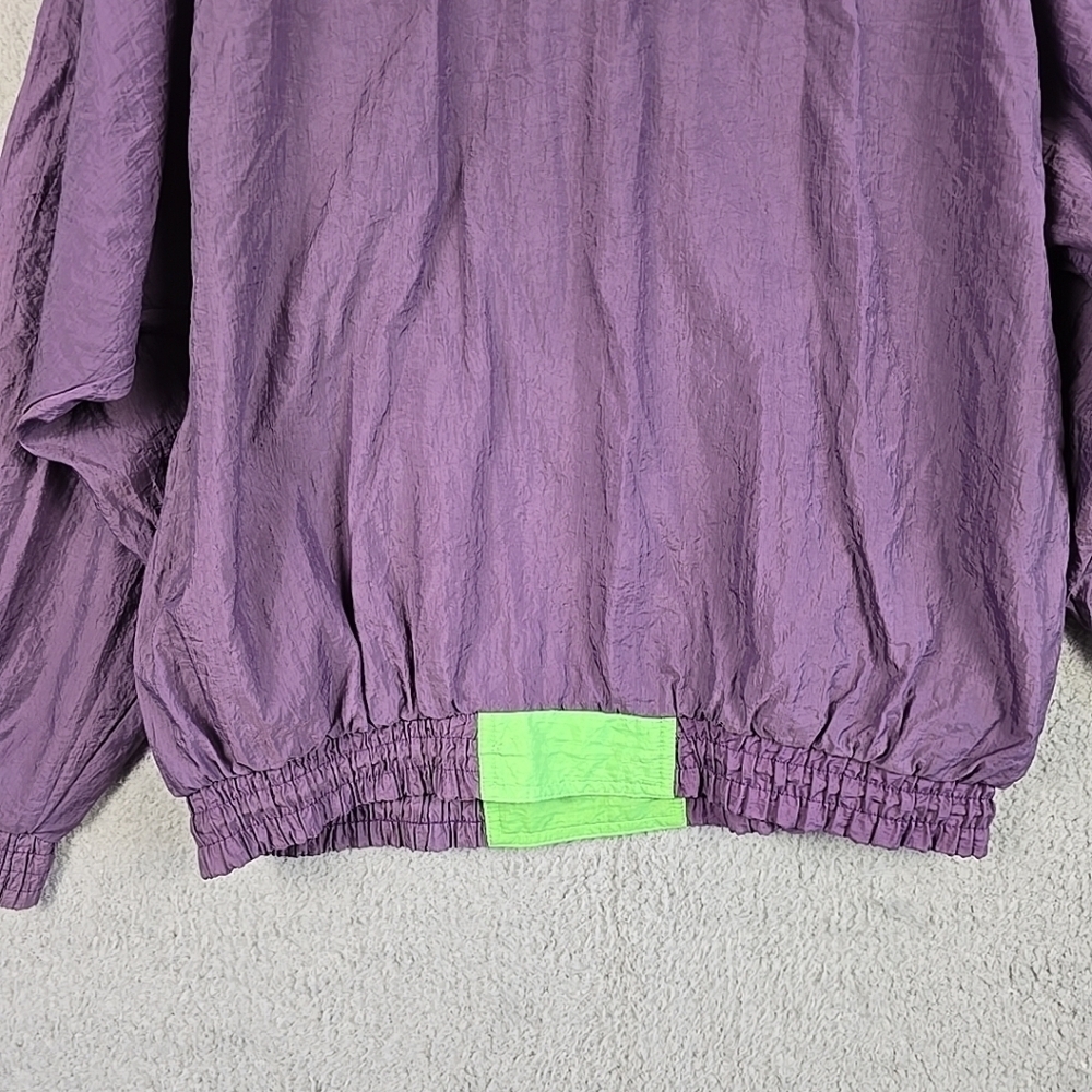 Vintage 90’s Men Y2K Champion Windbreaker Lace Up Nylon Jacket Size S Purple/Gre - Picture 14 of 16